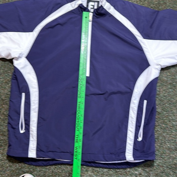 FootJoy Mens Jacket Blue Colorblock 1/2 Zip Anorak Nylon Windbreaker - Picture 14 of 14